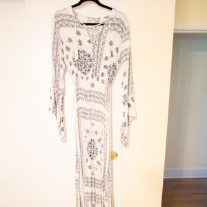 White Dress with Blue Detail